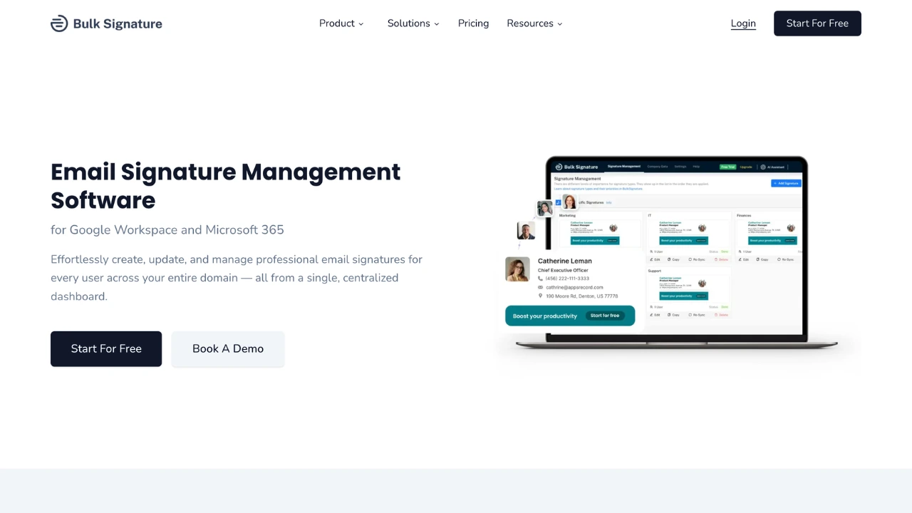 Screenshot of BulkSignature website