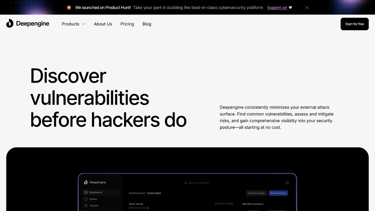 Screenshot of Deepengine website