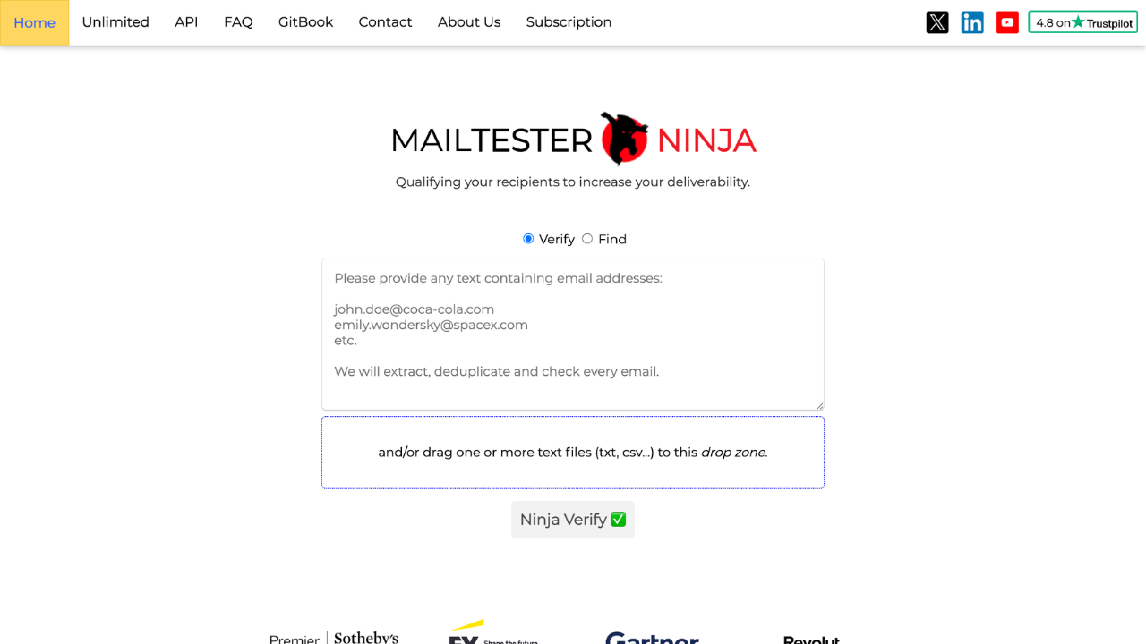 Screenshot of Mailtester Ninja website