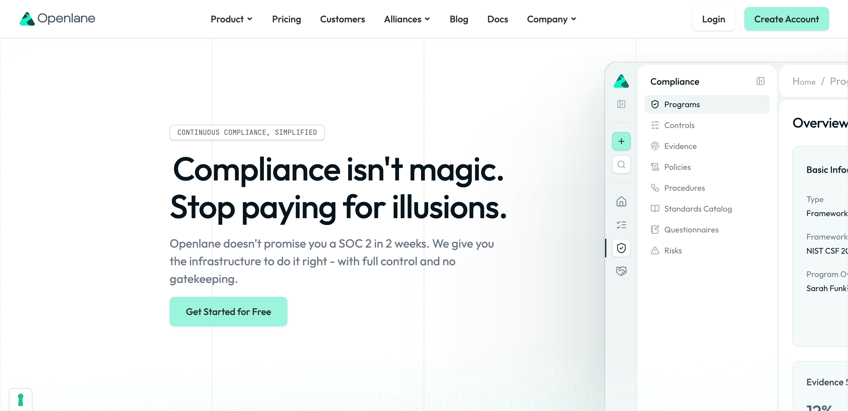 Screenshot of Openlane website