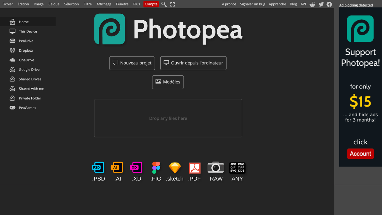 Screenshot of Photopea website