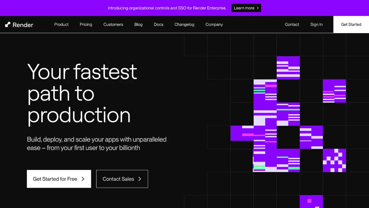 Screenshot of Render website