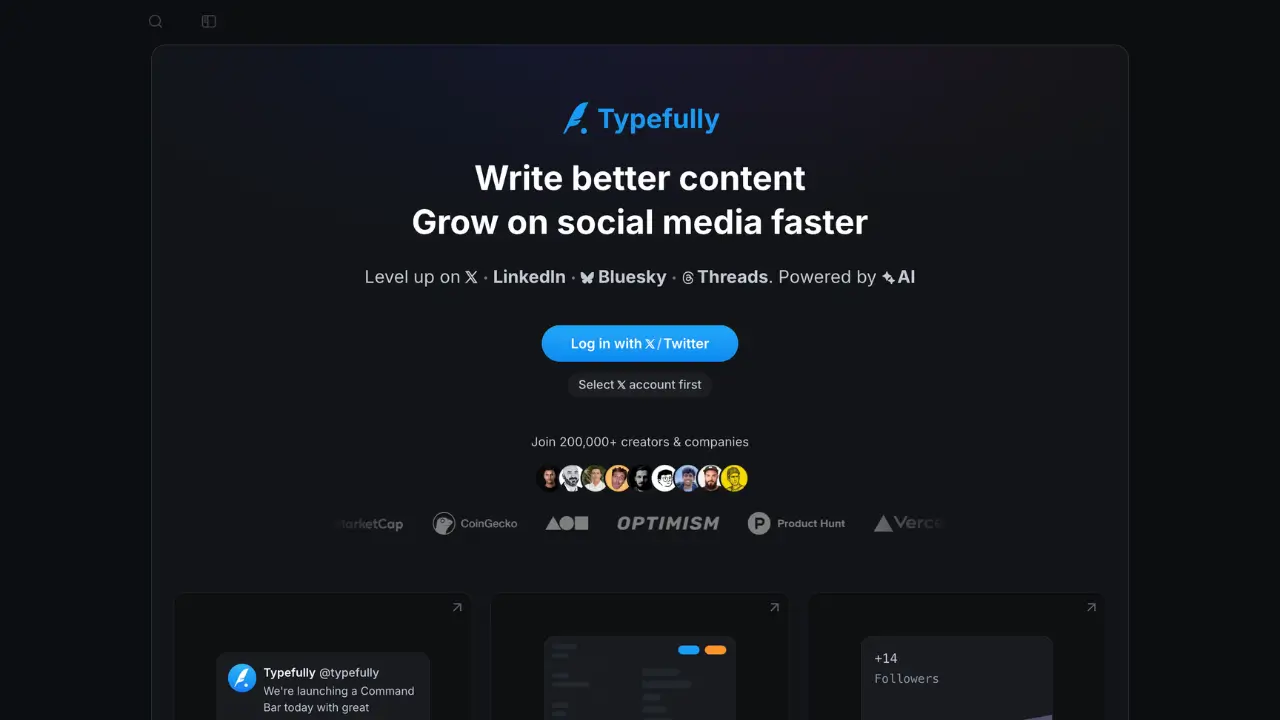 Screenshot of Typefully website