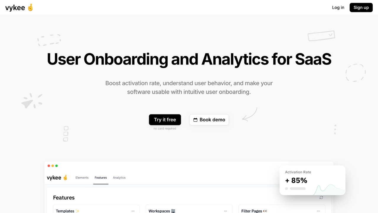 Screenshot of Vykee website